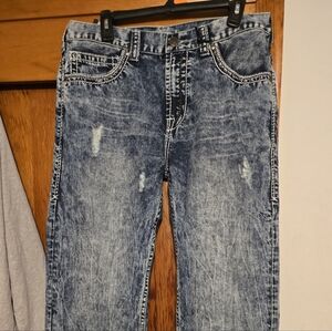 Men's Straight Fit Distressed Light Blue Jeans